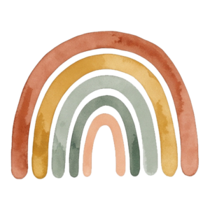 Soft, multicolored rainbow illustration representing holistic child development across multiple areas, symbolizing balanced growth, learning, and support at each stage in the Edina Daycare toddler program.