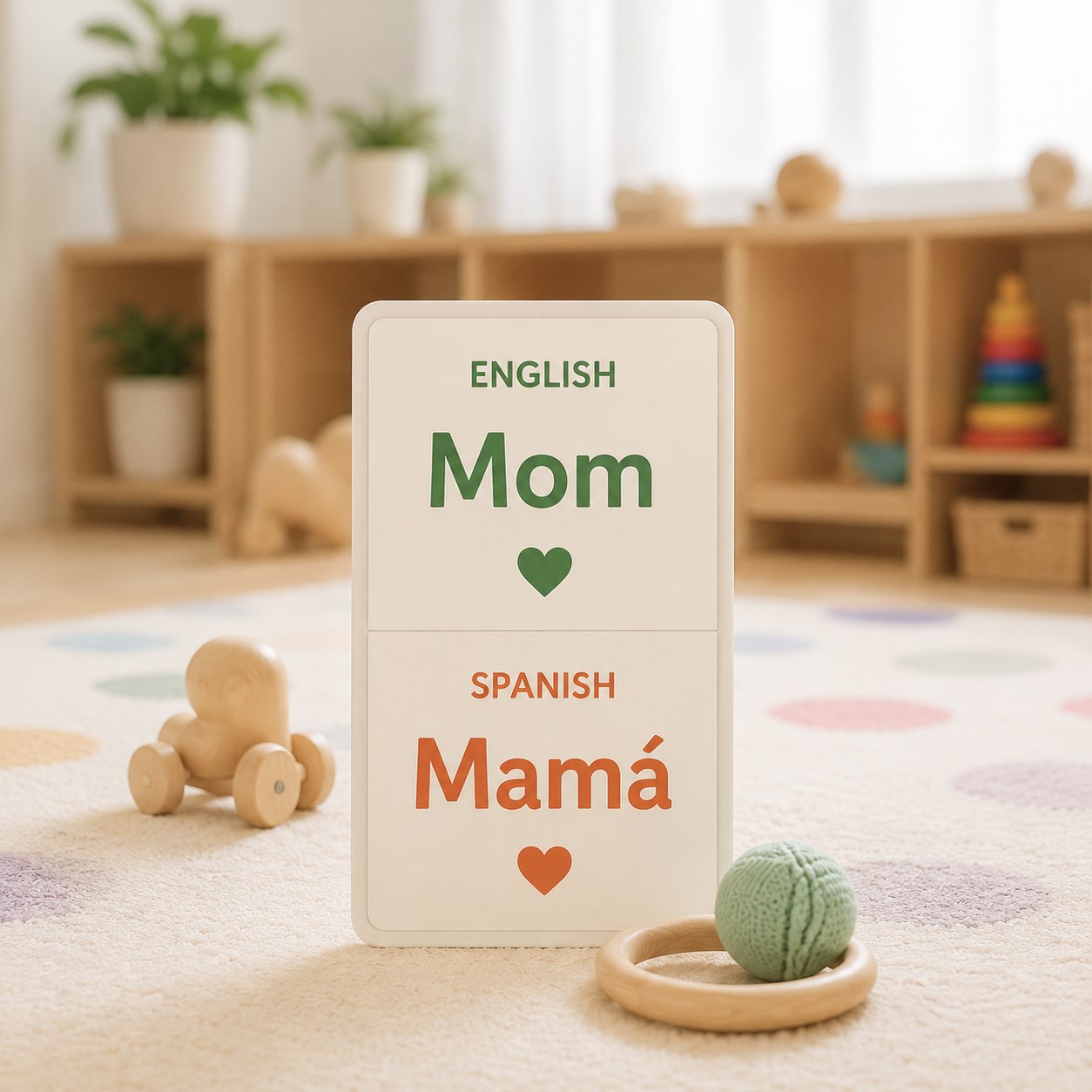 English and Spanish language learning begins early with “Mom” and “Mamá” in Edina Daycare’s infant Spanish immersion program.