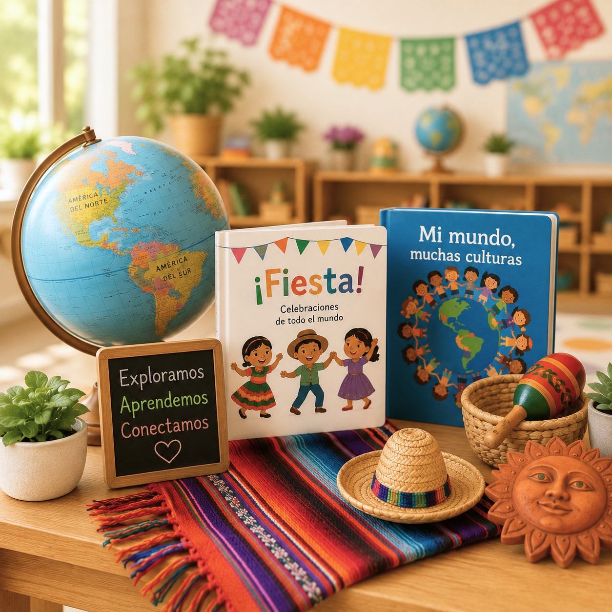 Spanish immersion learning materials at Edina Daycare help children explore language, culture, and global connections through books, geography, and hands-on discovery.