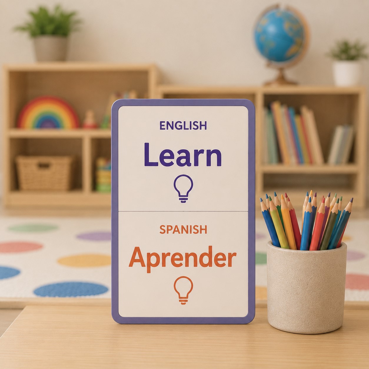 Preschool and pre-K students strengthen literacy and vocabulary with English and Spanish concepts in Edina Daycare’s Spanish immersion program.